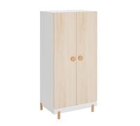 Armario ropero infantil vaarentaa 2 puertas 126x60x41cm - blanco/roble [en.casa]