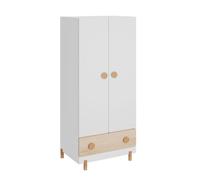 Armario ropero infantil vaarentaa con cajón 126x60x41cm - blanco/roble [en.casa]