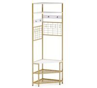 Armario ropero - Perchero - Estante para zapatos - Banco para zapatos - Mueble de almacenamiento - Modelo de esquina - Marco de metal dorado