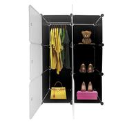 Armario Vestidor Cube Personalizable Boxed Basic Nyana Home 6 Cubos/Puertas Organización del Hogar Perchero Zapatero 110x75x47cm - Blanco Black