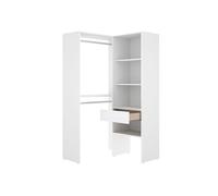 Armario vestidor esquinero 1 cajon 2 barras metalicas suit - blanco - ancho 100 x prof 88 cm - homekit
