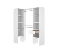 Armario vestidor esquinero 1 cajon 2 barras metalicas suit - blanco - ancho 126 x prof 79 cm - homekit