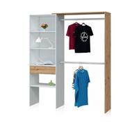 duehome - Armario vestidor funcional de gran capacidad 158x187 cm Ezra Soft white - nodi oak