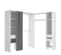 Armario Vestidor Rincón Modular Suit Blanco - 205x164-214x141 cm Armario para dormitorio - Fabricado en España - Melamina Alta calidad - Somnia Descanso