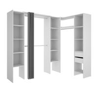 Armario Vestidor Rincón Modular Suit Blanco - 205x164-234x141 cm Armario para dormitorio - Fabricado en España - Melamina Alta calidad - Somnia Descanso