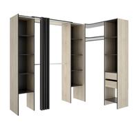 Armario Vestidor Rincón Suit Natural/Grafito 205x164-234x141 cm - Mueble Esquinero Moderno Armario para dormitorio - Fabricado en España - Melamina Alta calidad - Somnia Descanso