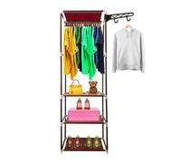 Armario vestidor static nyana home 170x55x35 cm 3 baldas, 1 barra superior, 1 colgador lateral marrón