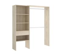Armario vestidor suit 2 barras con 4 compartimentos y 1 cajón natural 187x110-160x40 cm