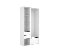 Armario vestidor suit barra con zapatero y 4 compartimentos blanco/natural 205x99,5x45 cm