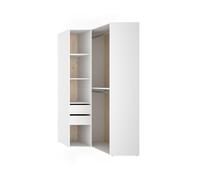 Armario vestidor suit diseño esquinero trasera reversible blanco/natural 205x84,5x104,5 cm