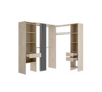 Armario vestidor suit reversible 3 cajones + 3 barras + 2 columnas natural 205x164-214x141 cm
