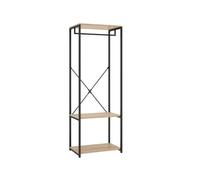 Armario vestidor tork con barra y estantes negro/natural 167x60x40 cm