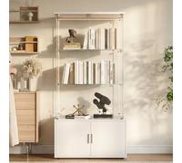 Armario vitrina de cristal, vitrina de cristal, 3 capas, armario con cerradura y armario de almacenamiento, 164 x 35 x 78,5 cm, vitrina, cristal LED, vitrina de cristal, para colección con puerta de