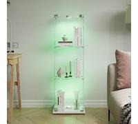 Armario vitrina de cristal, vitrina de cristal de 3 capas, armario vitrina con cerradura 123,3 x 35 x 39,8 cm vitrina de cristal led vitrina de cristal para colección con puerta de mueble vitrina de