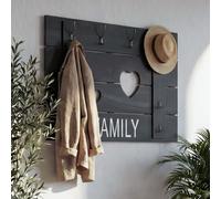 Armario Wandgarderobe HWC-C89, panel para armario, estilo vintage desgastado, 8 ganchos, 60x90 cm, color gris oscuro, aspecto envejecido