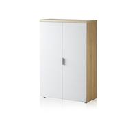 Habitdesign Armario estudio Office – 119x80x32,5 cm – Blanco Artik y Roble Canadian