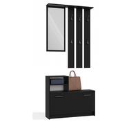 Armario Zapatero Color Negro de 85x180x24 cm - Diseño Moderno y Estrecho para Recibidor o Pasillo