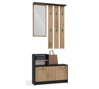 Armario Zapatero Color Roble / Antracita de 85x180x24 cm - Diseño Moderno y Estrecho para Recibidor o Pasillo