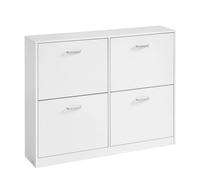 Armario Zapatero con 4 Estantes, Organizador de Zapatos, Separadores Ajustables, para 16-28 Pares, Pasillo, 24 x 105,5 x 82,7 cm, Blanco Nieve/Roble Dorado Blanco Nieve
