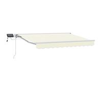 vidaXL Marco manual para toldo con luces LED, color crema y blanco, 3 x 2,5 metros