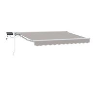 vidaXL Marco manual para toldo con luces LED, gris claro y blanco, 3 x 2,5 m