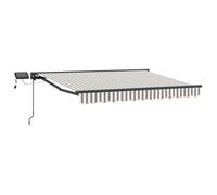 vidaXL Marco manual para toldo con luces LED, gris claro y blanco, 4 x 3 metros