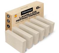 ARNAPURA Pack 6 Ladrillos Refractarios 22 x 11 x 3 cm | Fabricados con Arcilla Refractaria | Ladrillo Refractario perfecto para Chimeneas, Hornos y Barbacoas