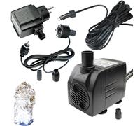 Arnusa Bomba de fuente con 1 fuente de luz LED, blanco frío, spot, bomba de estanque, bomba de agua, bomba de corriente de 12 V, fuente de alimentación IP44 (450 l/h)