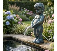 Arnusa Fuente solar con bomba - Figura para estanque con bomba solar y juego de agua - Decoración de jardín en poliresina con aspecto de cobre - Fuente solar para estanque de jardín y corriente de