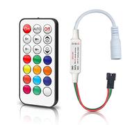 Aroidful DC5V/12V/24V RF Controlador LED inalámbrico Mini Controlador LED | direccionable para WS2812B WS2811 Dream Color Pixel Strip Panel luces, conector JST de 3 pines (21 teclas)