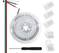 Aroidful Kit de Conector de Tira de LED, con 5 Conectores de Tira de 10 mm Impermeablesy 3 pines Cable de Extensión de 5 m, para Tira LED sin Soldadura, para WS2811/WS2812B