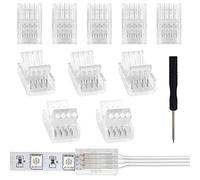 Aroidful Paquete de 10 Conectores de Tira de LED de 4 Pines de 10 mm Para Tiras de LED RGB de 10 mm 5050 3528 Incluye Destornillador
