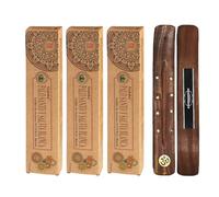 Aromasenses | 3 Cajetillas Incienso Goloka Organic Palo Santo y Salvia Blanca + 1 Tablilla Aromasenses | Incienso Natural 100% Masala | Organico | Relajación | Meditación | Yoga