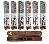 Aromasenses | 6 Cajetillas de Incienso Ruda y Copal Vijayshree Golden Ancient Secrets Masala + 1 Tablilla Aromasenses - Natural | 15 gr x 6 cajetillas = 90 gr | Relajación | Meditación | Yoga