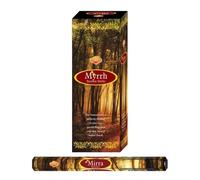 Aromasenses | Incienso de Mirra Hexagonal Sac | Caja de 6 Tubos con 20 Varillas c/u | Fragancia Intensa y Terrosa | Ideal para Meditación, Bienestar y Purificación Energética | Aroma Prolongado