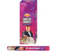 AROMASENSES Incienso Don Juan del Dinero Sac | Caja de 6 Tubos Hexagonales con 20 Varillas | Notas Amaderadas Dulces, Canela y Especias Orientales | Destrabe Económico y Suerte | Incienso de La India