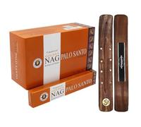 Aromasenses | Incienso Golden Nag Palo Santo Vijayshree + 1 Tablilla Aromasenses | 12 Cajetillas de 15 Gramos = 180 Gramos | Relajación | Meditación | Yoga