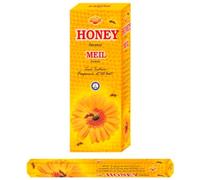 AROMASENSES Incienso Miel Sac | Pack de Caja de 6 Tubos Hexagonales con 20 Varillas | Sahumerio con Notas Dulces Intensas y Néctar Floral - Sensación de Bienestar | Incienso de La India