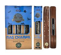 Aromasenses.- Incienso Nag Champa Sahumerio Orgánico Ullas - 100% Natural - Hecho a Mano - 25 gr x 12 = 300gr - Yoga - Meditación - Relajación + 1 Tablilla Aromasenses