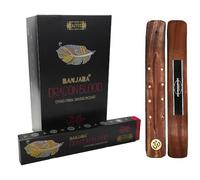 Aromasenses.- Incienso Sahumerio Banjara Sangre de Dragon 15 grs | Caja Completa con 12 Cajetillas de 15 Gramos Cada una + 1 Tablilla Aromasenses (Sangre DE Dragon)