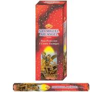 AROMASENSES Incienso San Miguel Arcángel Sac | Caja de 6 Tubos Hexagonales con 20 Varillas | Notas Cítricas, Maderas Sagradas y Olíbano | Protección del Hogar y La Familia | Incienso de La India