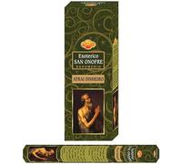 AROMASENSES | Incienso San Onofre Sac | Caja de 6 Tubos Hexagonales con 20 Varillas | Notas de Maderas Secas, Resinas Boscosas y Hierbas Amargas | Paz y Prosperidad Económica | Incienso de La India