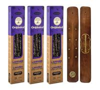 Aromasenses - Pack 3 Cajetillas de Incienso Orgánico Ullas Lavanda + 1 Tablilla Aromasenses | Incineso 100% Natural y Ecológico | Aromaterapia con Hierbas Naturales | 25 gr. x 3 = 45 gr. |