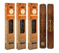 Aromasenses - Pack 3 Cajetillas de Incienso Orgánico Ullas Sandalwood + 1 Tablilla Aromasenses | Incineso 100% Natural y Ecológico | Aromaterapia con Hierbas Naturales | 25 gr. x 3 = 45 gr. |