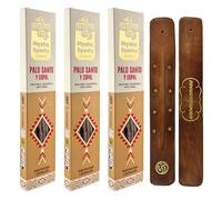 AROMASENSES | Pack 3 Inciensos Mystic Spirits Palo Santo con Copal | 3 Cajetillas de 8 Varillas + 1 Tablilla de Madera | Sahumerio Artesanal | Esotérico | Purificación