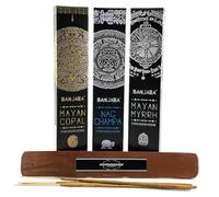 Aromasenses.- Pack 3 Unidades Incienso Natural Organico Banjara 15 Gramos Cada Cajetilla + 1 Tablilla Aromasenses (Mirra-Copal-Nag Champa)