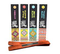 Aromasenses.- Tribal Soul inciensos 4 Cajetillas de 15 Gramos, Mirra, Palo Santo, Salvia Blanca y Copal Blanco + Tablilla Aromasenses
