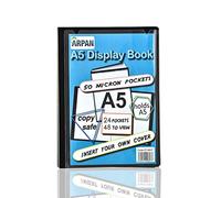Arpan - Carpeta con 24 bolsillos, tamaño A5, color negro, para profesionales, negocios, estudiantes, proyectos, escuela, universidad y uso personal