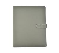 Arpan Cuaderno de presentación profesional A4 con 50 hojas y bolsillos interiores, carpeta de cartera suave al tacto, carpeta A4, carpeta profesional con cinturón de cierre (gris)