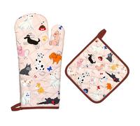 Arquiel Guante De Horno Agarraderas 2PCS, 100% AlgodóN Guante De Cocina Resistente Al Calo Grueso Seguro para Cocinar, Hacer Barbacoas Microondas Y para La Chimenea Regalo(Hermoso Perros)